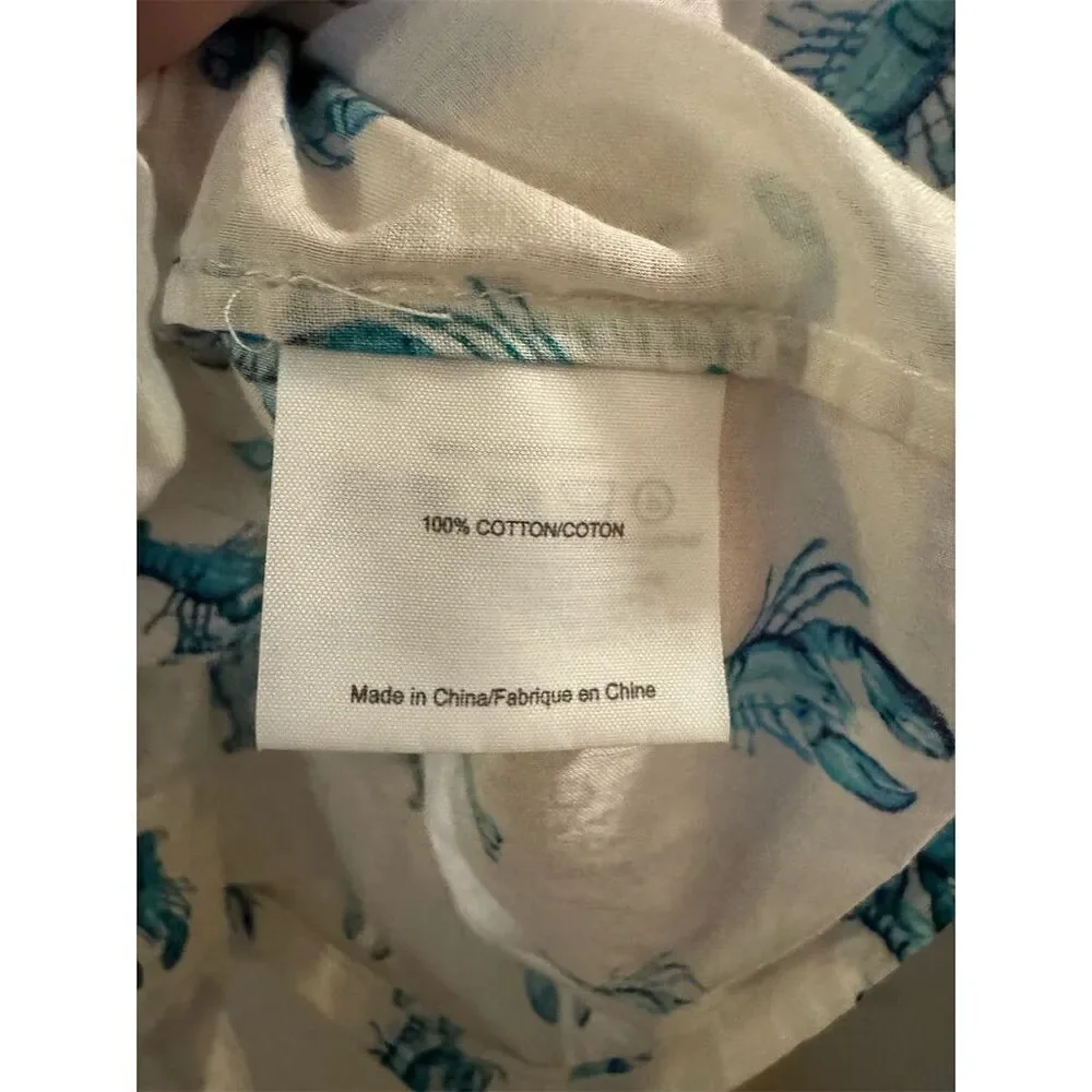 Tory Burch Women's Lobster Print Blouse White Long Sleeve Size 0